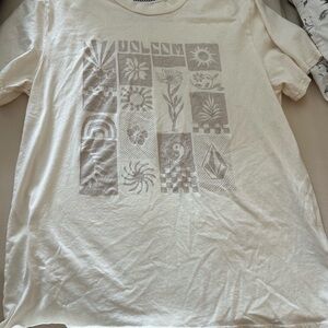 Volcom Cream Graphic Tee with Subtle Gray Print